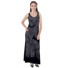 Halloween Background Halloween Scene Sleeveless Velour Maxi Dress by Ket1n9