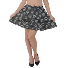 Skull Halloween Background Texture Velvet Skater Skirt