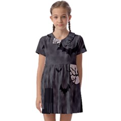 Halloween Background Halloween Scene Kids  Asymmetric Collar Dress by Ket1n9