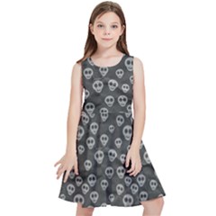 Skull Halloween Background Texture Kids  Skater Dress by Ket1n9