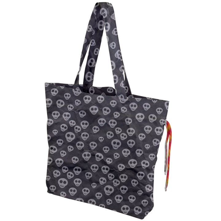 Skull Halloween Background Texture Drawstring Tote Bag