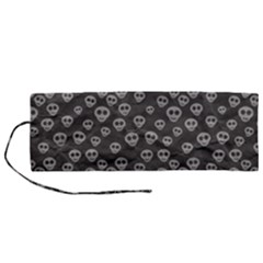 Skull Halloween Background Texture Roll Up Canvas Pencil Holder (m) by Ket1n9