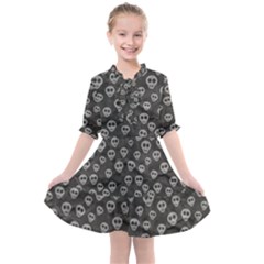 Skull Halloween Background Texture Kids  All Frills Chiffon Dress by Ket1n9