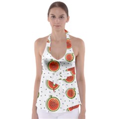 Seamless Background Pattern-with-watermelon Slices Tie Back Tankini Top by Ket1n9