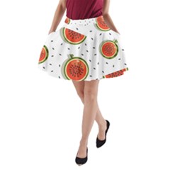 Seamless Background Pattern-with-watermelon Slices A-line Pocket Skirt by Ket1n9