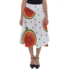 Seamless Background Pattern-with-watermelon Slices Perfect Length Midi Skirt by Ket1n9