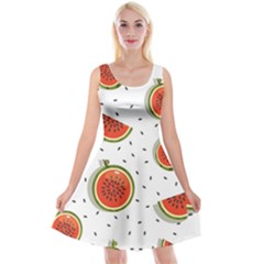 Seamless Background Pattern-with-watermelon Slices Reversible Velvet Sleeveless Dress by Ket1n9