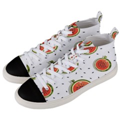 Seamless Background Pattern-with-watermelon Slices Men s Mid-top Canvas Sneakers by Ket1n9