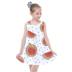 Seamless Background Pattern-with-watermelon Slices Kids  Summer Dress by Ket1n9