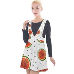 Seamless Background Pattern-with-watermelon Slices Plunge Pinafore Velour Dress by Ket1n9