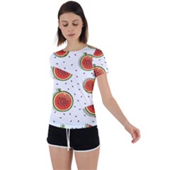 Seamless Background Pattern-with-watermelon Slices Back Circle Cutout Sports T-shirt by Ket1n9