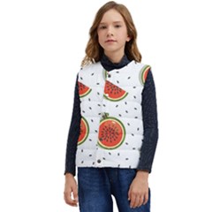 Seamless Background Pattern-with-watermelon Slices Kid s Button Up Puffer Vest	