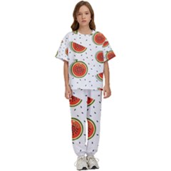 Seamless Background Pattern-with-watermelon Slices Kids  T-shirt And Pants Sports Set by Ket1n9