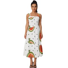 Seamless Background Pattern-with-watermelon Slices Square Neckline Tiered Midi Dress by Ket1n9