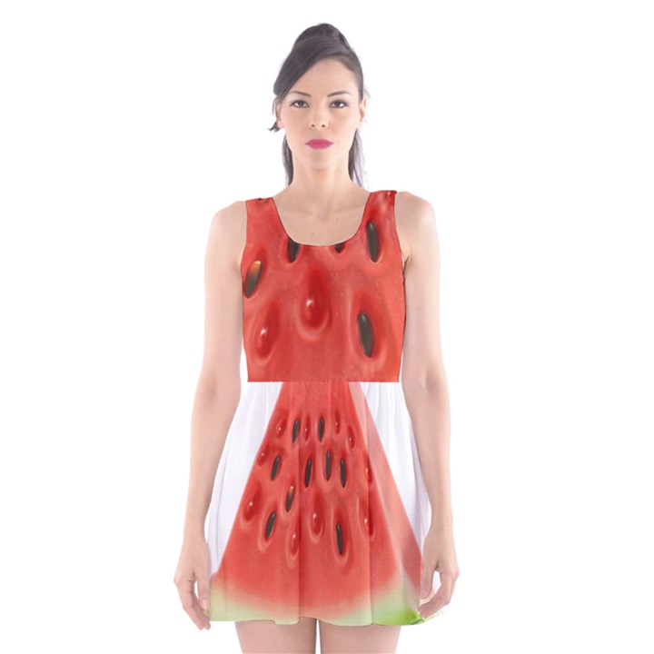 Seamless Background With Watermelon Slices Scoop Neck Skater Dress