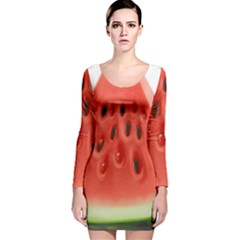 Seamless Background With Watermelon Slices Long Sleeve Velvet Bodycon Dress by Ket1n9