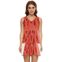 Seamless Background With Watermelon Slices Tiered Sleeveless Mini Dress by Ket1n9