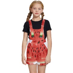 Seamless Background With Watermelon Slices Kids  Short Overalls by Ket1n9