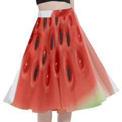 Seamless Background With Watermelon Slices A-line Full Circle Midi Skirt With Pocket by Ket1n9