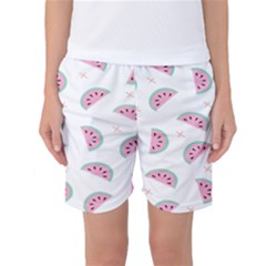 Seamless Background With Watermelon Slices Women s Basketball Shorts by Ket1n9