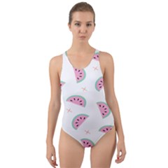 Seamless Background With Watermelon Slices Cut-out Back One Piece Swimsuit by Ket1n9