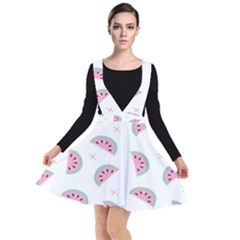 Seamless Background With Watermelon Slices Plunge Pinafore Dress by Ket1n9