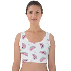 Seamless Background With Watermelon Slices Velvet Crop Top by Ket1n9