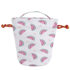 Seamless Background With Watermelon Slices Drawstring Bucket Bag by Ket1n9