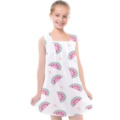 Seamless Background With Watermelon Slices Kids  Cross Back Dress by Ket1n9