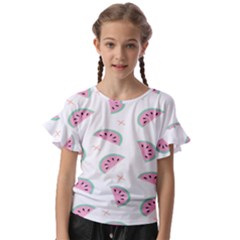 Seamless Background With Watermelon Slices Kids  Cut Out Flutter Sleeves by Ket1n9