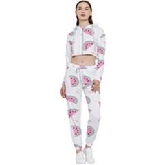 Fresh Watermelon Slices Texture Cropped Zip Up Lounge Set by Ket1n9