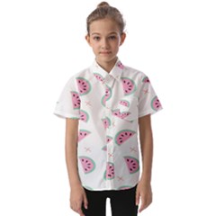 Fresh Watermelon Slices Texture Kids  Short Sleeve Shirt by Ket1n9