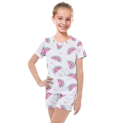 Fresh Watermelon Slices Texture Kids  Mesh T-shirt And Shorts Set by Ket1n9