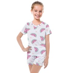 Fresh Watermelon Slices Texture Kids  Mesh T-shirt And Shorts Set