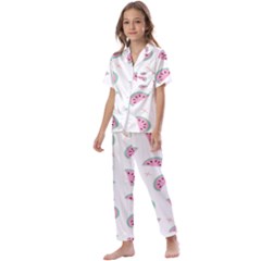 Fresh Watermelon Slices Texture Kids  Satin Short Sleeve Pajamas Set by Ket1n9