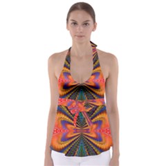 Fresh Watermelon Slices Texture Tie Back Tankini Top by Ket1n9