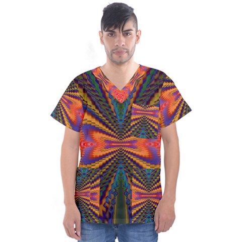 Casanova Abstract Art-colors Cool Druffix Flower Freaky Trippy Men s V-neck Scrub Top by Ket1n9