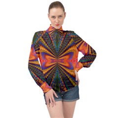 Casanova Abstract Art-colors Cool Druffix Flower Freaky Trippy High Neck Long Sleeve Chiffon Top by Ket1n9