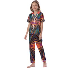 Casanova Abstract Art-colors Cool Druffix Flower Freaky Trippy Kids  Satin Short Sleeve Pajamas Set