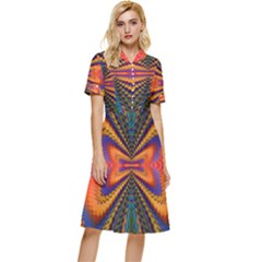 Casanova Abstract Art-colors Cool Druffix Flower Freaky Trippy Button Top Knee Length Dress by Ket1n9