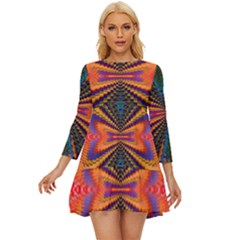 Casanova Abstract Art-colors Cool Druffix Flower Freaky Trippy Long Sleeve Babydoll Dress by Ket1n9