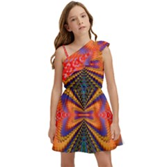 Casanova Abstract Art-colors Cool Druffix Flower Freaky Trippy Kids  One Shoulder Party Dress by Ket1n9