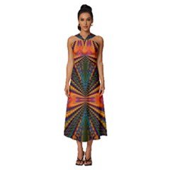 Casanova Abstract Art-colors Cool Druffix Flower Freaky Trippy Sleeveless Cross Front Cocktail Midi Chiffon Dress by Ket1n9