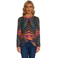 Casanova Abstract Art-colors Cool Druffix Flower Freaky Trippy Long Sleeve Crew Neck Pullover Top by Ket1n9