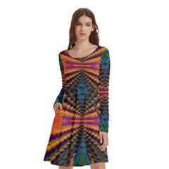 Casanova Abstract Art-colors Cool Druffix Flower Freaky Trippy Long Sleeve Knee Length Skater Dress With Pockets by Ket1n9