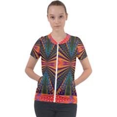 Casanova Abstract Art-colors Cool Druffix Flower Freaky Trippy Short Sleeve Zip Up Jacket by Ket1n9