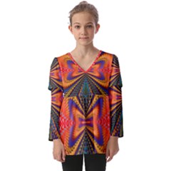 Casanova Abstract Art-colors Cool Druffix Flower Freaky Trippy Kids  V Neck Casual Top by Ket1n9