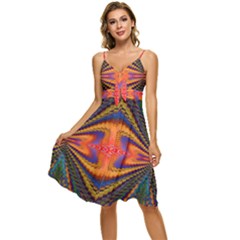 Casanova Abstract Art-colors Cool Druffix Flower Freaky Trippy Sleeveless Tie Front Chiffon Dress by Ket1n9