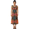 Casanova Abstract Art-colors Cool Druffix Flower Freaky Trippy Tie-Strap Tiered Midi Chiffon Dress View1