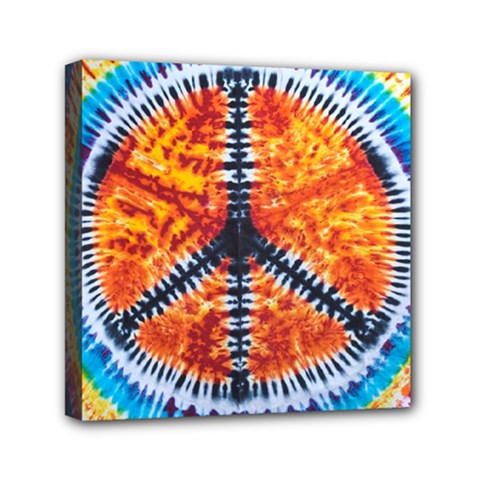 Tie Dye Peace Sign Mini Canvas 6  X 6  (stretched) by Ket1n9